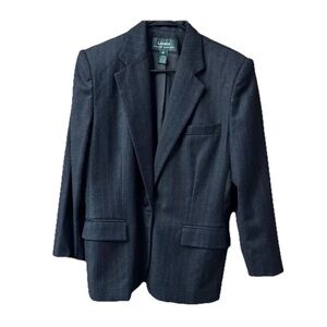 Lauren Ralph Lauren 100% Wool Pinstripe Blazer Womens 8 Corporate Classic Boss